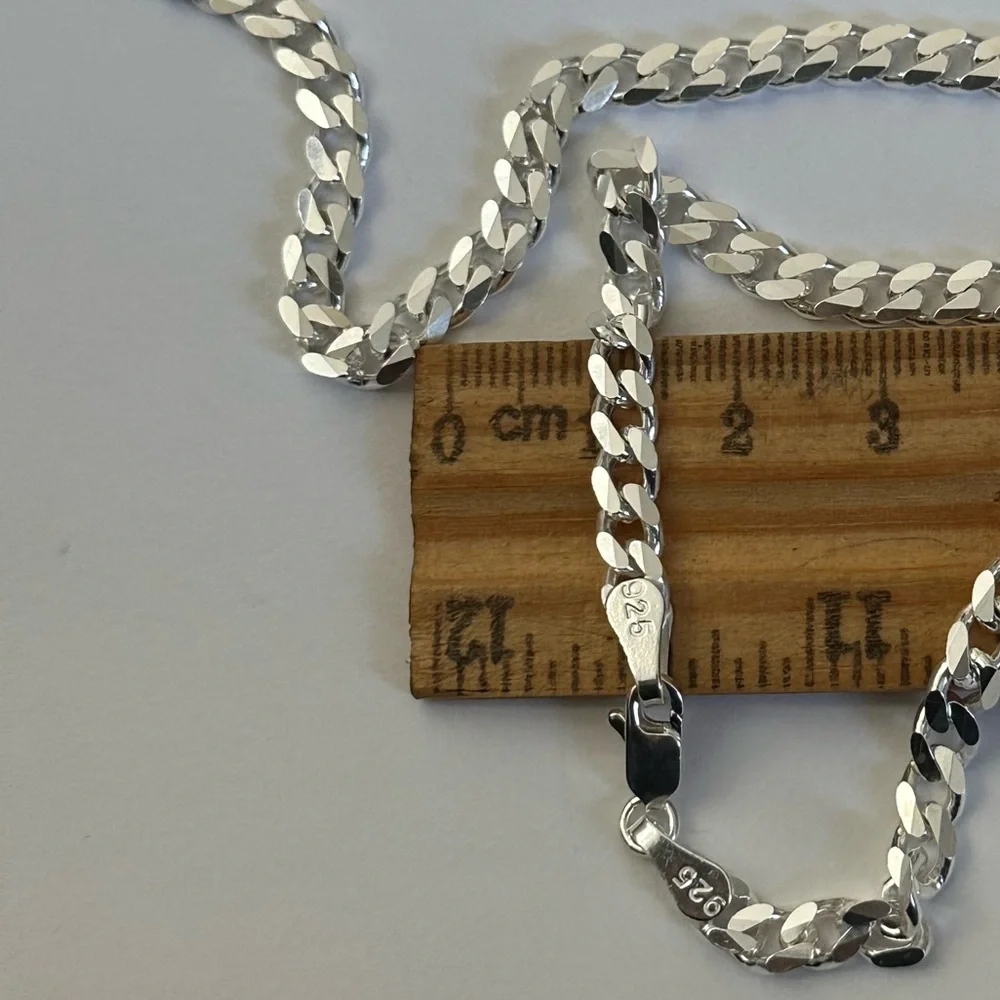 925 Silver 20” 5mm necklace cuban chain unisex